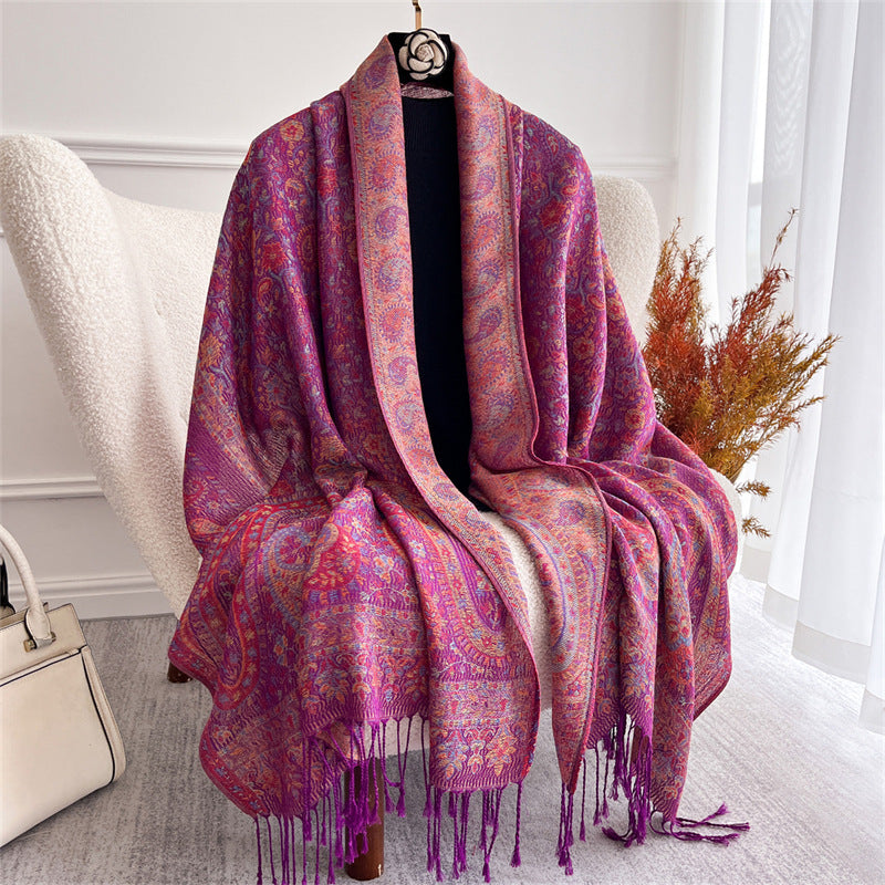 Light-luxury Jacquard Cashew Tassel Fashion Shawl