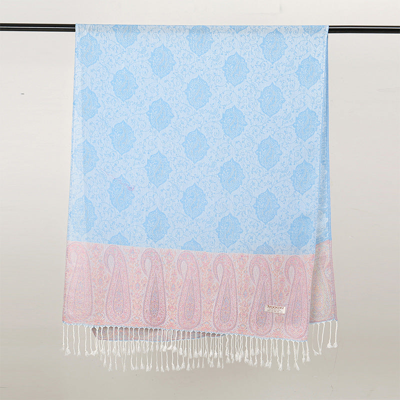 Jacquard-woven Vintage Ethnic-style Tassel Scarf Shawl For Women