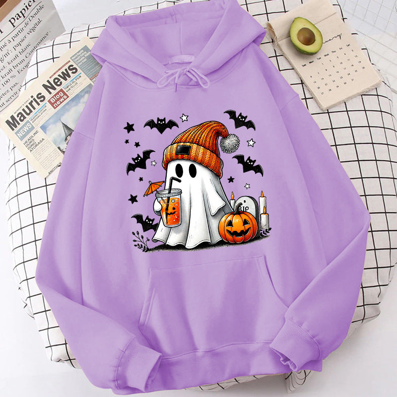Halloween Ghost Pumpkin Bat Hoodies For Women