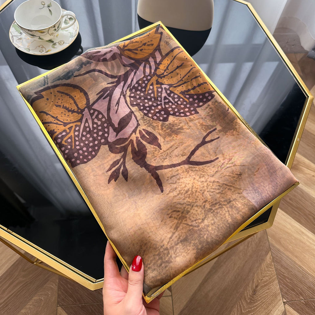 Youshou Silk Scarf Sun Protective Shawl Thin Long Style With Print