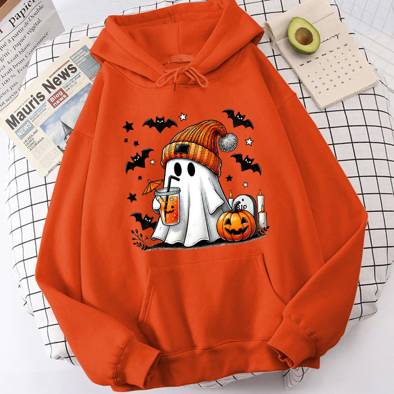 Halloween Ghost Pumpkin Bat Hoodies For Women