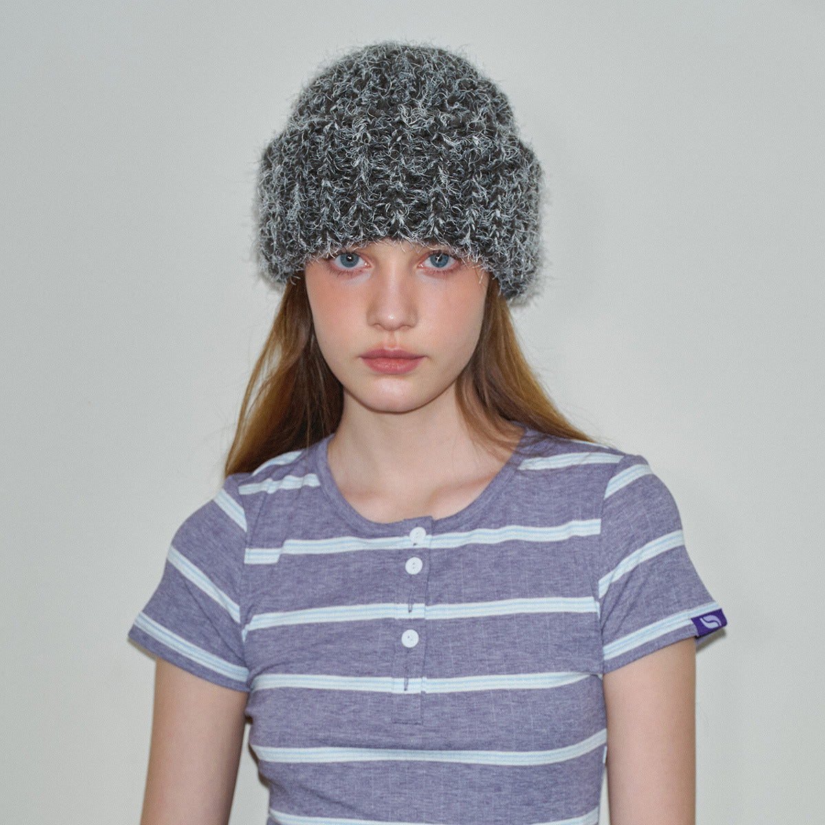 Multi-yarn Blended Wool Beanie For Womencolor-blocked Face-flattering Knit Hat For Fall And Winter