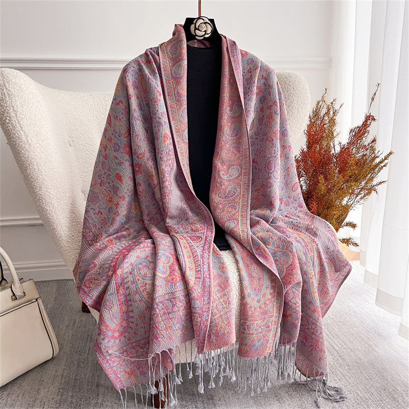 Light-luxury Jacquard Cashew Tassel Fashion Shawl