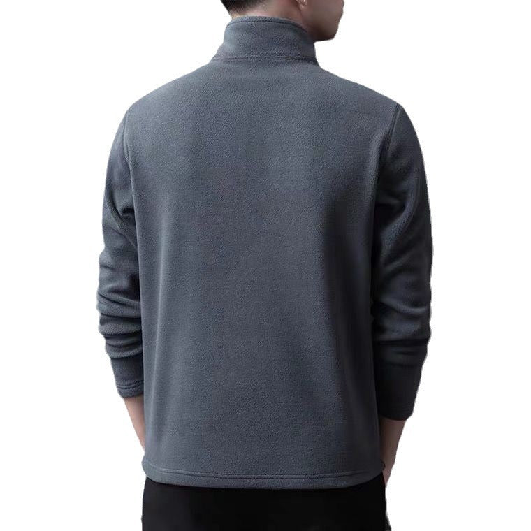 Men's Long-sleeve Mock-neck Fleece Hoodie With Zipperversatile For Winter