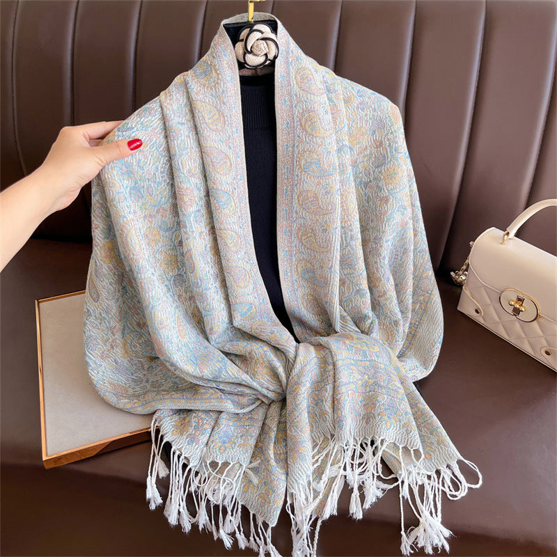 Light-luxury Jacquard Cashew Tassel Fashion Shawl