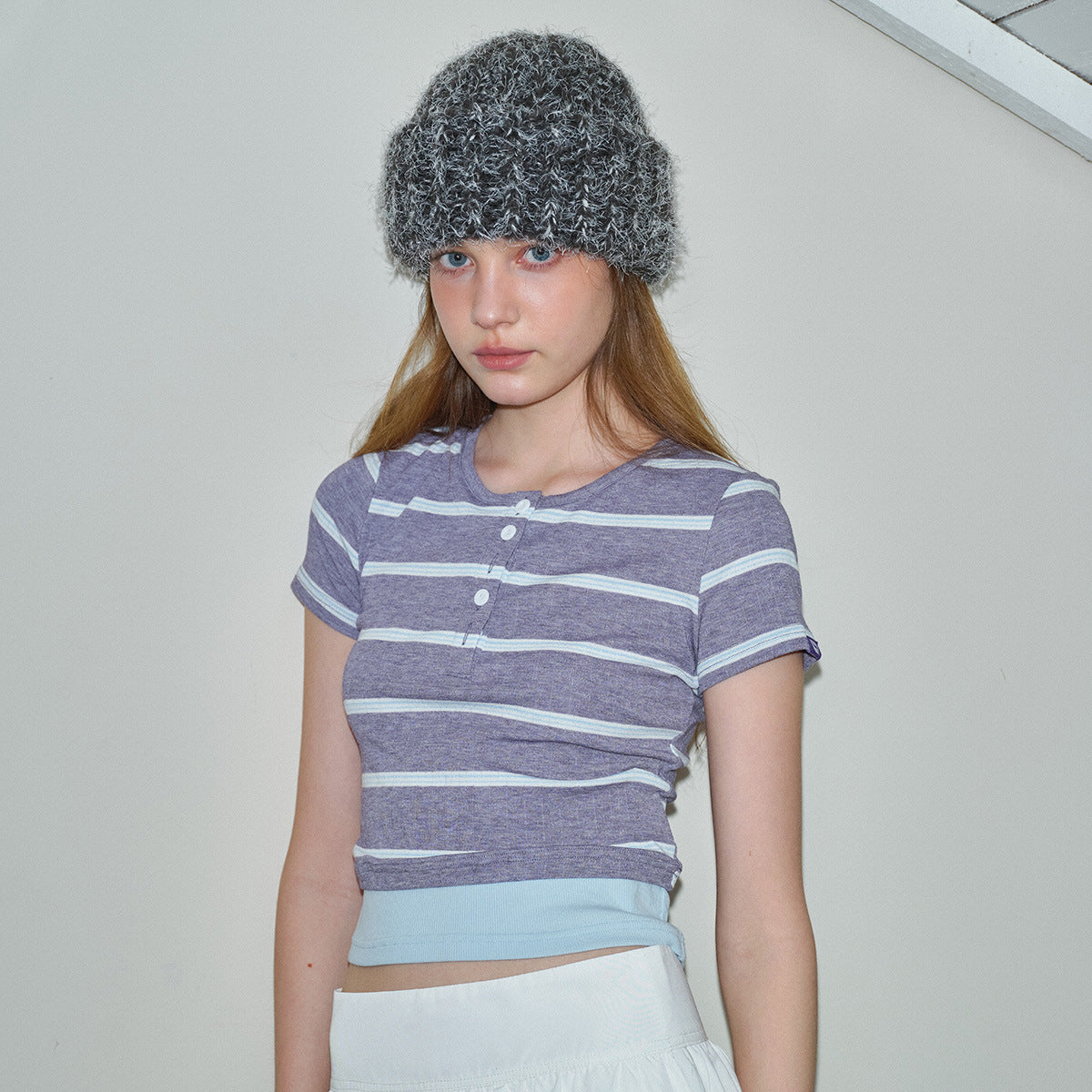 Multi-yarn Blended Wool Beanie For Womencolor-blocked Face-flattering Knit Hat For Fall And Winter