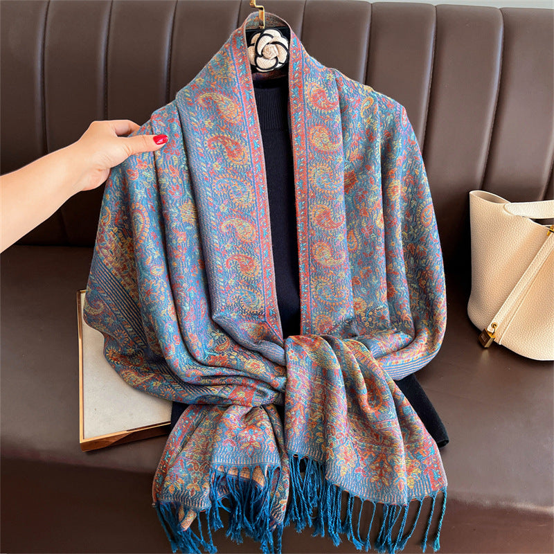 Light-luxury Jacquard Cashew Tassel Fashion Shawl