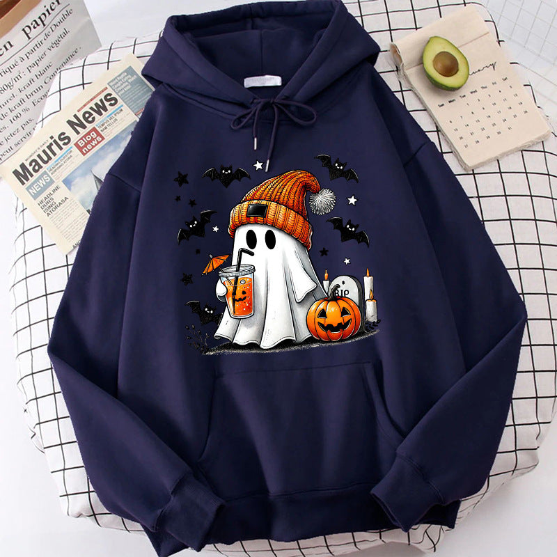 Halloween Ghost Pumpkin Bat Hoodies For Women