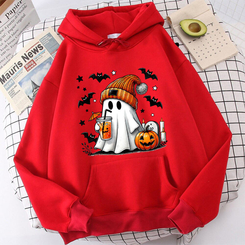 Halloween Ghost Pumpkin Bat Hoodies For Women