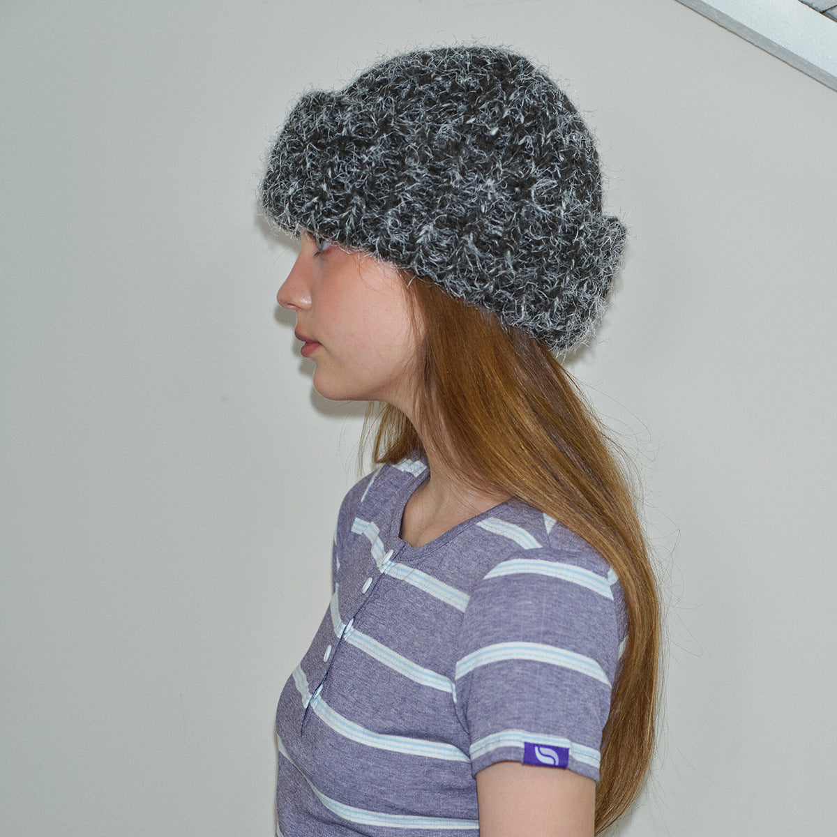 Multi-yarn Blended Wool Beanie For Womencolor-blocked Face-flattering Knit Hat For Fall And Winter