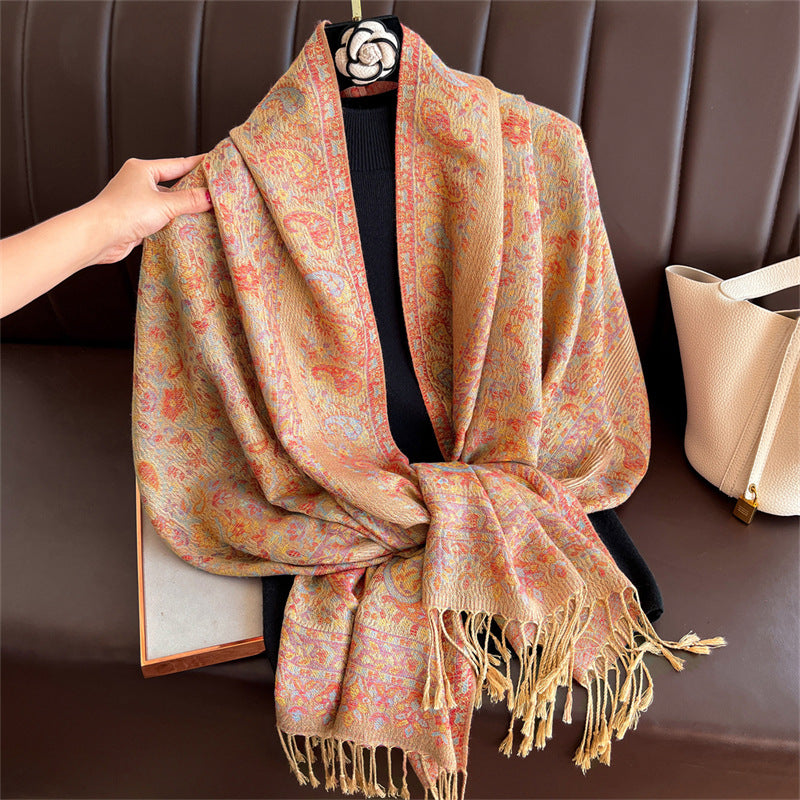 Light-luxury Jacquard Cashew Tassel Fashion Shawl
