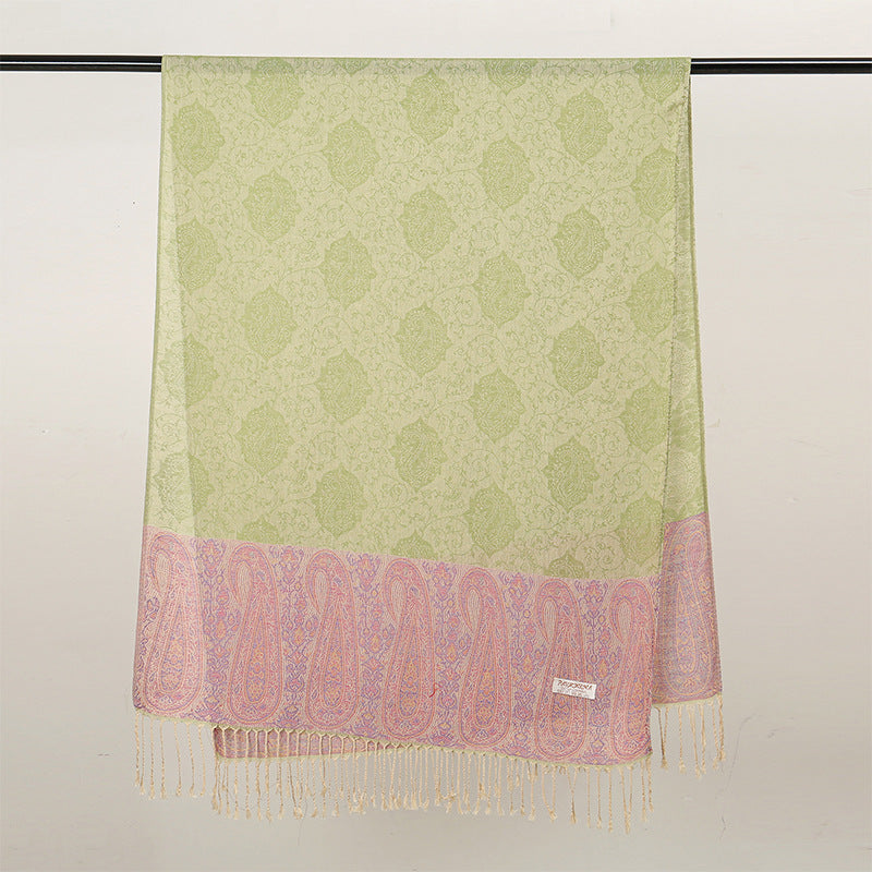 Jacquard-woven Vintage Ethnic-style Tassel Scarf Shawl For Women