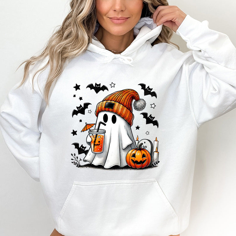 Halloween Ghost Pumpkin Bat Hoodies For Women