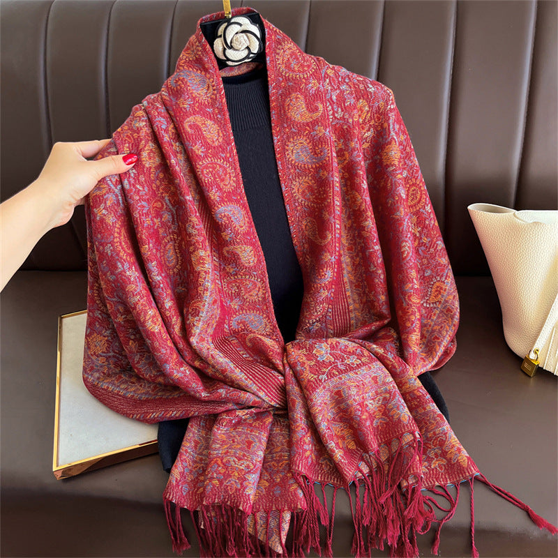 Light-luxury Jacquard Cashew Tassel Fashion Shawl