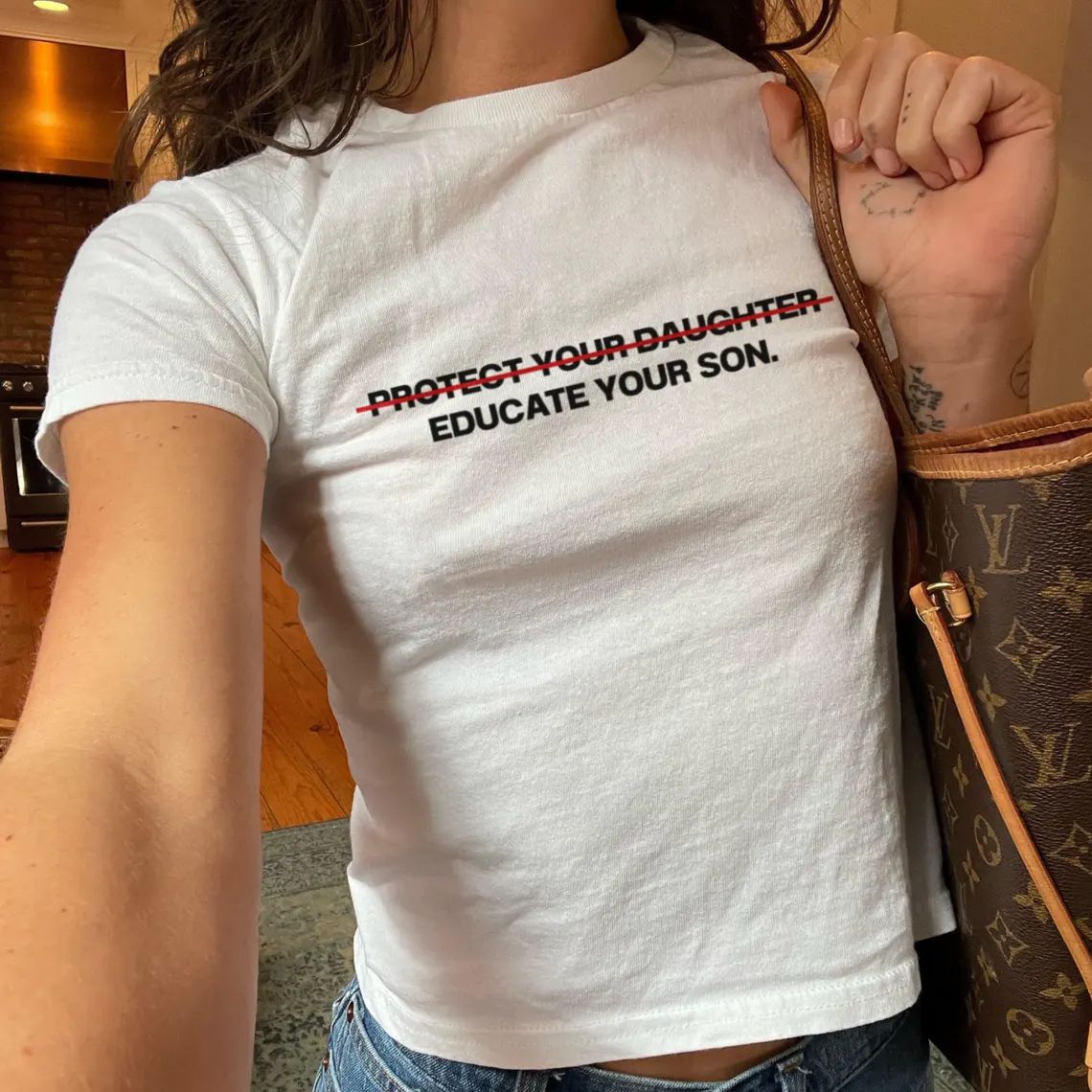 Letter-print Cropped Short-sleeve Top In European And American Street Style For Women