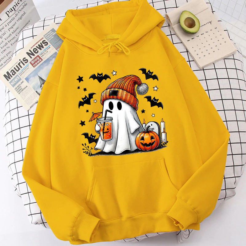 Halloween Ghost Pumpkin Bat Hoodies For Women