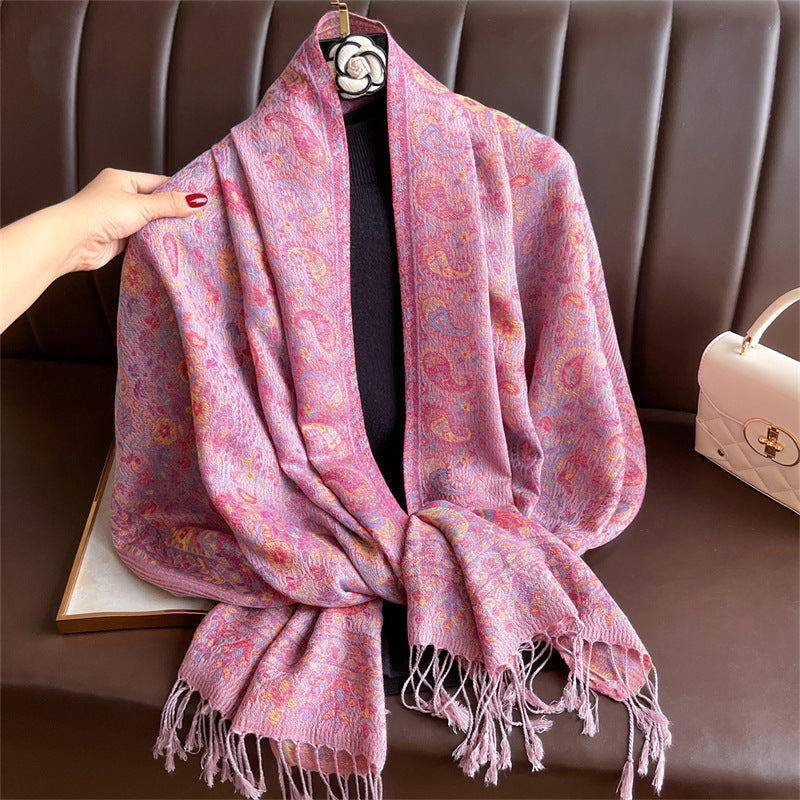 Light-luxury Jacquard Cashew Tassel Fashion Shawl