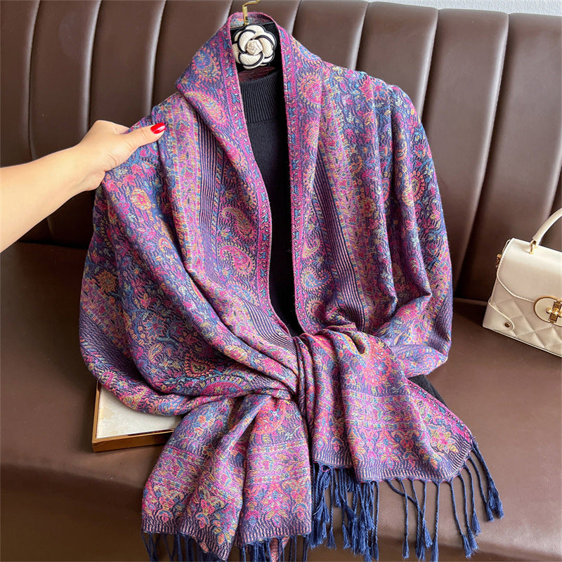 Light-luxury Jacquard Cashew Tassel Fashion Shawl