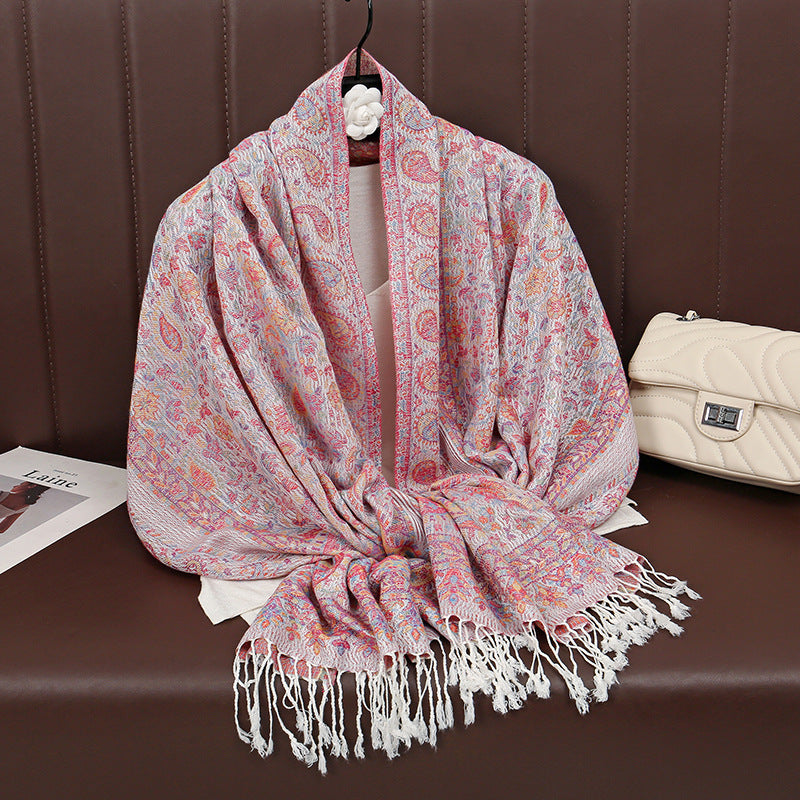 Light-luxury Jacquard Cashew Tassel Fashion Shawl