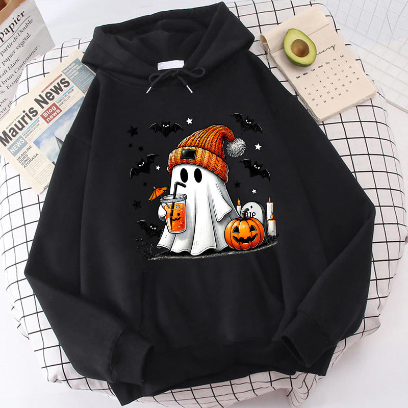 Halloween Ghost Pumpkin Bat Hoodies For Women