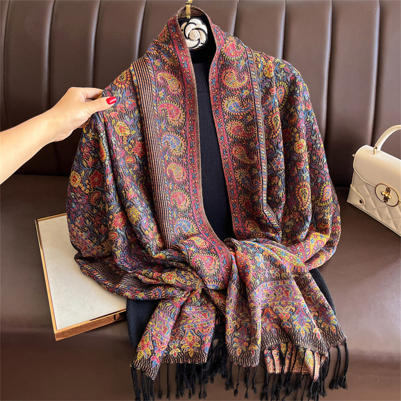 Light-luxury Jacquard Cashew Tassel Fashion Shawl