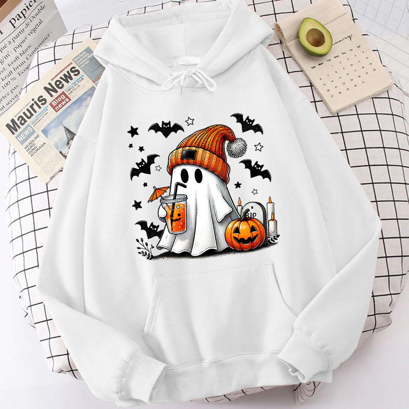 Halloween Ghost Pumpkin Bat Hoodies For Women