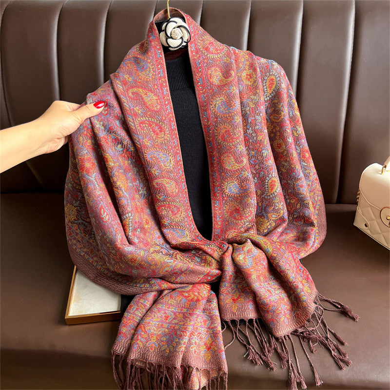Light-luxury Jacquard Cashew Tassel Fashion Shawl