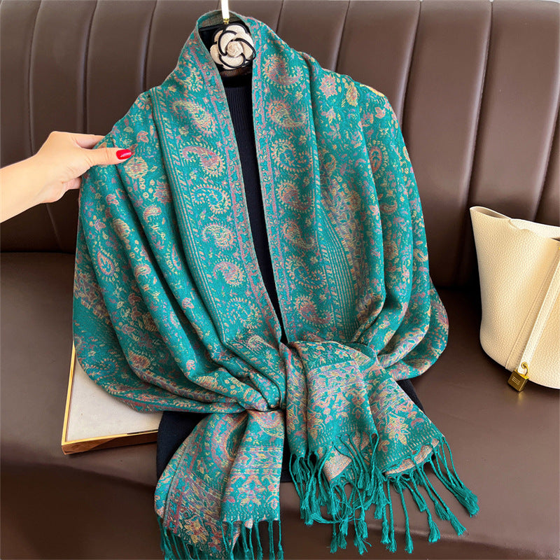 Light-luxury Jacquard Cashew Tassel Fashion Shawl