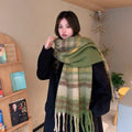 Rainbow-grid Womens Mohair Thermal Snood Long Style