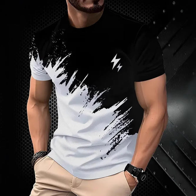 New Fashion Casual High Quality Contrast Color Men's Short Sleeve T-shirt