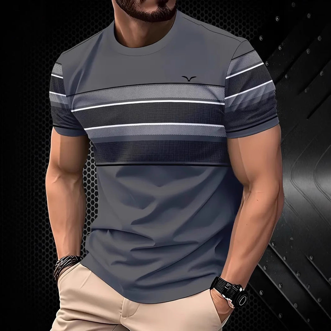 New Fashion Casual High Quality Contrast Color Men's Short Sleeve T-shirt