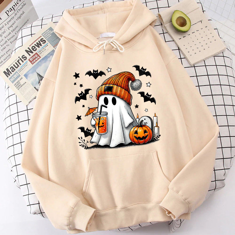 Halloween Ghost Pumpkin Bat Hoodies For Women