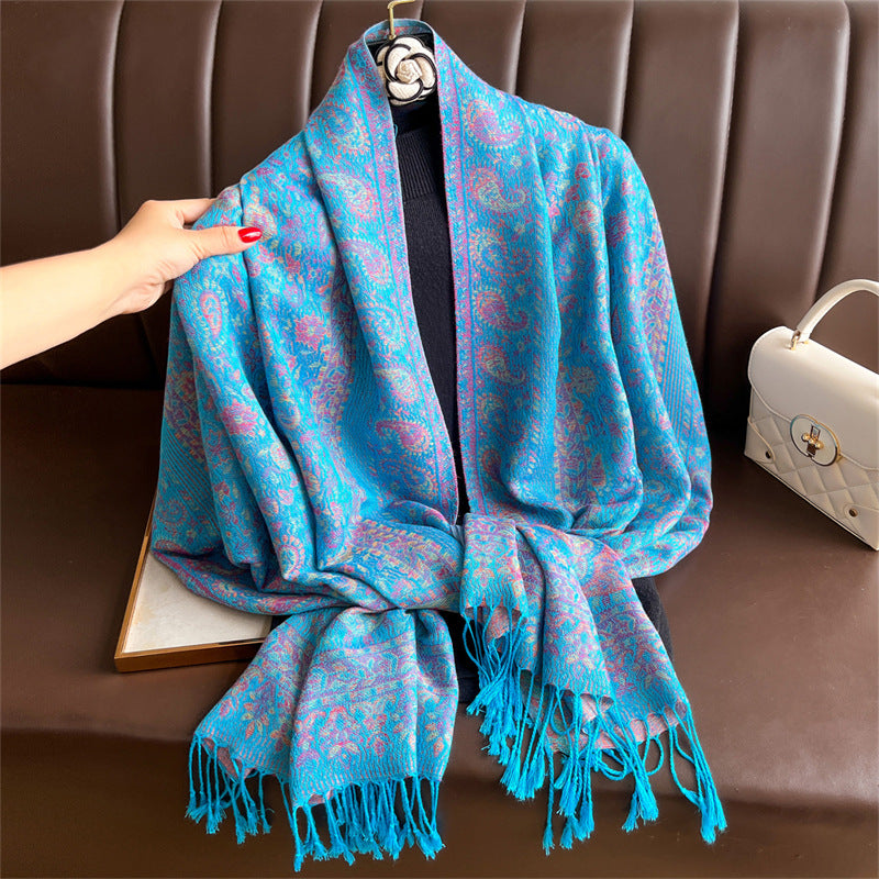 Light-luxury Jacquard Cashew Tassel Fashion Shawl