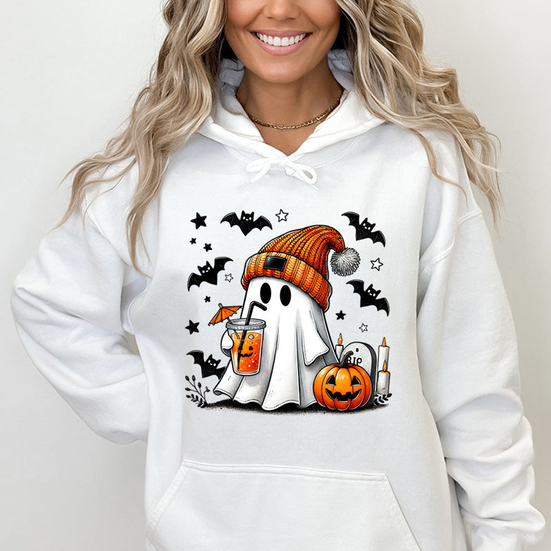 Halloween Ghost Pumpkin Bat Hoodies For Women
