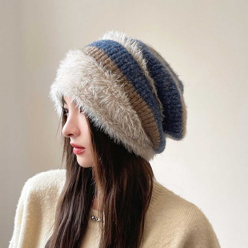 Autumn Winter Lazy-Style Puffy Hat With Fluffy Earflaps And A Hooded Design